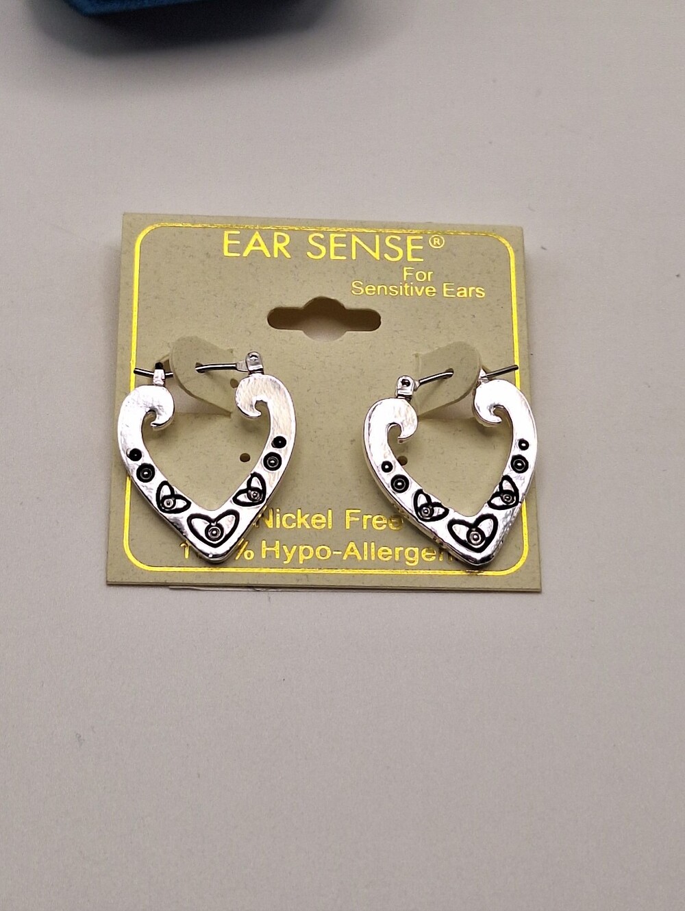 Ear Sense Silver Tone Heart Hoop Earrings Nickel Free Hypoallergenic